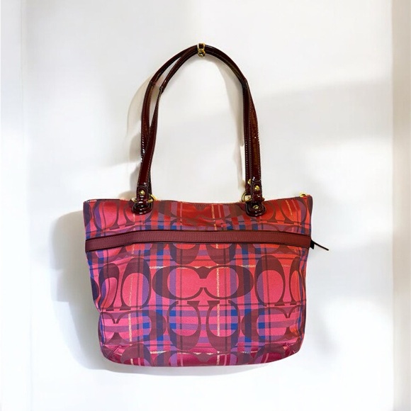 Coach Poppy Glam Tartan Plaid tote bag - Picture 2 of 5